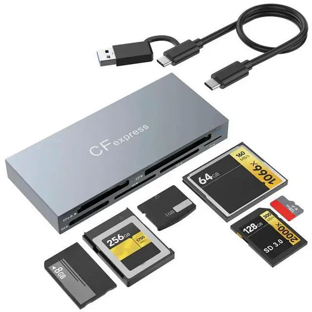 Alt view image 4 of 4 - Ageryu 6-In-1 Cfexpressb Card Reader, USB 3.2 Card Reader For SD/TF/MS/XD/CF Memory Card Adapter Read 6 Cards Simultaneously