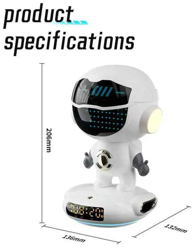 Alt view image 2 of 2 - Ageryu M80 AI Robot Smart AI Speaker Alarm Clock FM Radio Wireless Bluetooth Speaker RGB Light Forboy Girl Student Gift