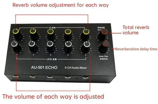 Main image of Ageryu AU-501 Condenser Microphone Expander 5 Channel 6.5Mm Microphone Mixer Multi-Channel Input Expander Hub-N33R