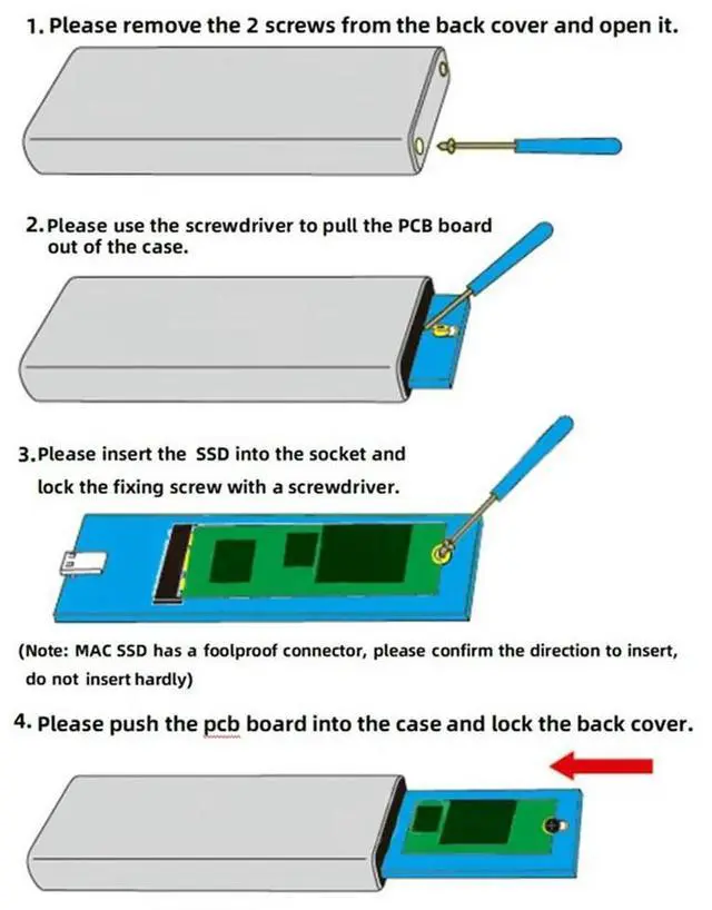 Alt view image 4 of 4 - For 2010 2011 Air A1369 A1370 SSD Case USB3.2 GEN2 To 12+6Pin M.2 SATA SSD Enclosure 6Gbps M2 SSD Box