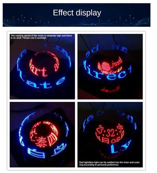Alt view image 3 of 4 - Ageryu Dual Axis Spherical Rotating LED Kit Color Clock Display Remote Control Microcontroller DIY Electronic No Downloader E