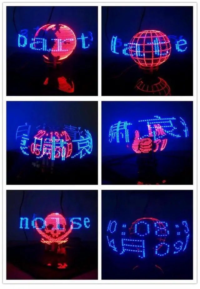 Alt view image 4 of 4 - Ageryu Dual Axis Spherical Rotating LED Kit Color Clock Display Remote Control Microcontroller DIY Electronic No Downloader E