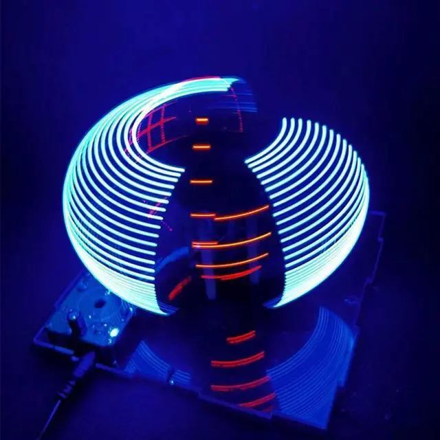 Alt view image 3 of 4 - Ageryu Dual Axis Spherical Rotating LED Kit Color Clock Display Remote Control Microcontroller DIY Electronic With Downloader