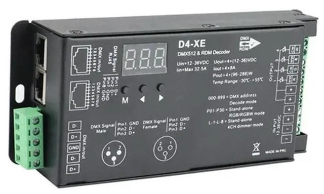 Alt view image 2 of 4 - Ageryu 4CH D4-XE DMX Decoder Controller PWM Flicker Free Dimming 12V-36V Digital Display 2000Hz 500HZ For RGB LED Lights-N33R