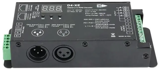 Alt view image 4 of 4 - Ageryu 4CH D4-XE DMX Decoder Controller PWM Flicker Free Dimming 12V-36V Digital Display 2000Hz 500HZ For RGB LED Lights-N33R
