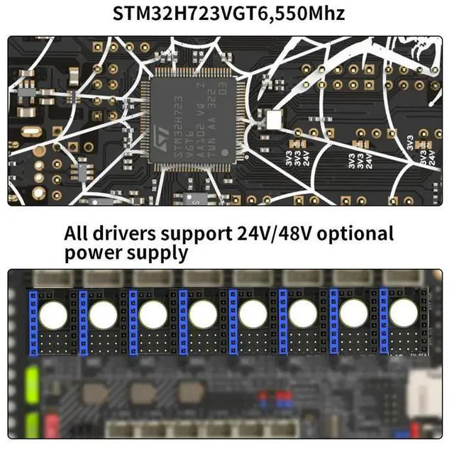 Alt view image 4 of 4 - Ageryu Spider V3.0 H7 32 Bit Motherboard Drive 24V/48V Power Supply Board 8 Axis TMC5160T TMC2209 High Speed For Voron