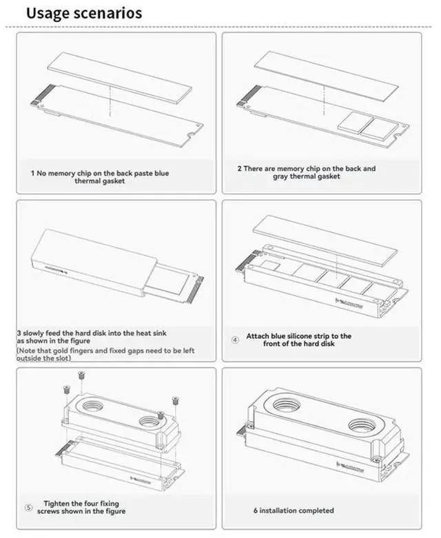 Alt view image 4 of 4 - Ageryu Water Cooling Block For 2280/22110 PCI-E SSD, SATA M.2, Nvme Heatsink Enhanced Double-Sided Heat Dissipation A