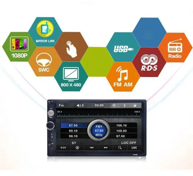 Main image of 7Inch 2DIN MP5 Player Car Radio Multimedia Universal With Bluetooth USB TF FM Wired Android Auto Carplay Auto Radio-N33R