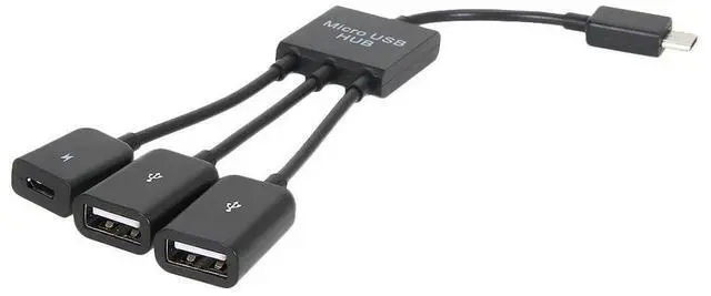 Alt view image 3 of 3 - 3 in 1 Micro USB HUB Double USB 2.0 Host OTG Adapter Cable Dual Micro USB 2.0 Host OTG Hub Adapter Micro-USB Adapter Converter