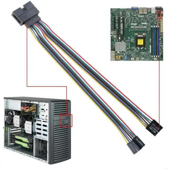 Alt view image 2 of 4 - Multi Functional S Front Panel Connector Adapter Cable For Computer Case Server Switches Extension Cord
