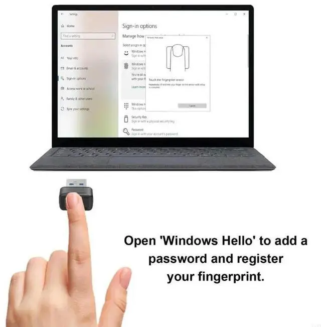 Alt view image 3 of 4 - USB Fingerprint Key Reader Advanced Security Access Window Hello Fingerprint Reader for 10/11 Laptops Computer