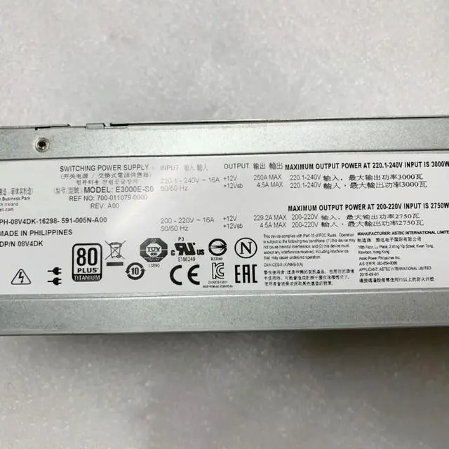 Alt view image 4 of 6 - E3000E-S0 For M1000E 3000W Server Power Supply 8V4DK 08V4DK