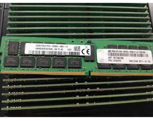Alt view image 7 of 7 - 1PCS Server Memory For SR850 SR860 SR950 SD330 SR590 SR570 01DE974 7X77A01304 32G 32GB 2RX4 PC4-2666V-R DDR4 2666 RDIMM