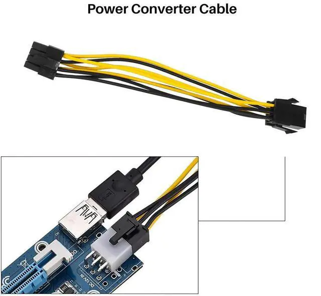 Alt view image 4 of 4 - Ageryu 2 Pack Graphics Card 6 Pin to 8 Pin PCIe Adapter Power Cable (GPU Video Graphics Card Power Cable) 7.8 Inch