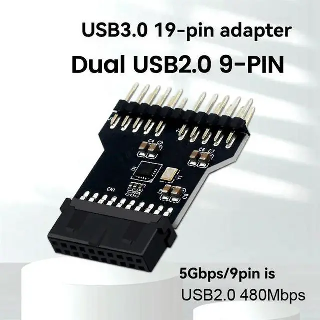 Alt view image 2 of 4 - Ageryu USB3.0 19PIN To USB2.0 9PIN USB3.0 19Pin To USB2.0 9Pin Adapter For Water Cooling RGB Light Fan Speed Measurement
