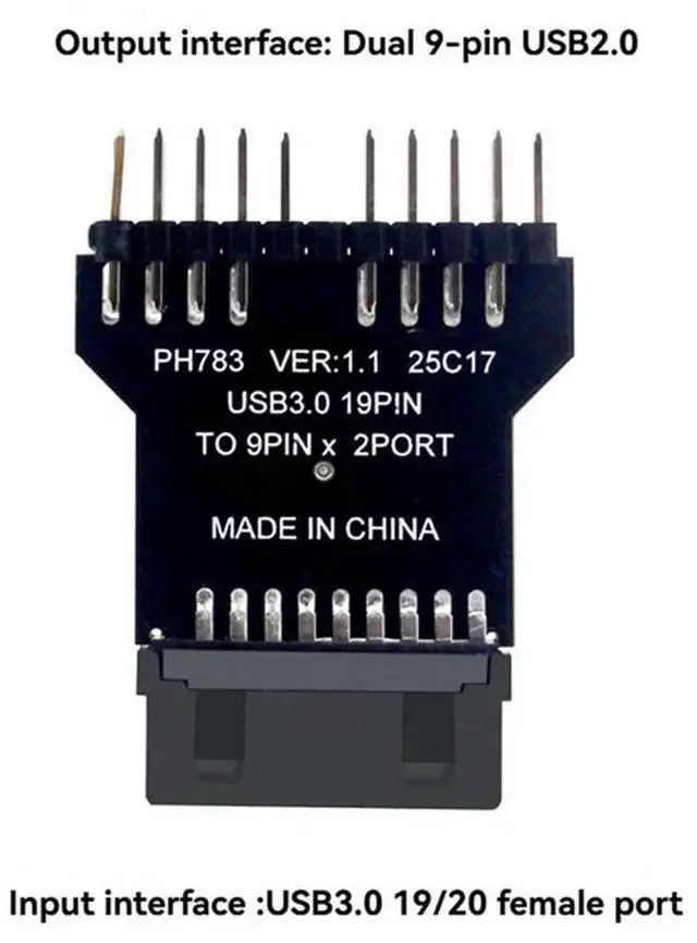 Alt view image 3 of 4 - Ageryu USB3.0 19PIN To USB2.0 9PIN USB3.0 19Pin To USB2.0 9Pin Adapter For Water Cooling RGB Light Fan Speed Measurement