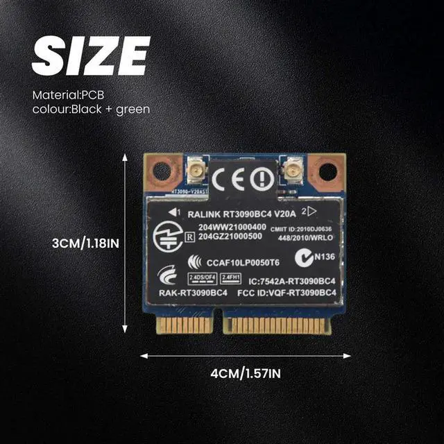 Alt view image 4 of 4 - Ageryu Wireless Network Card 300M Wifi WLAN Bluetooth 3.0 PCI-E Card For RT3090BC4 Probook