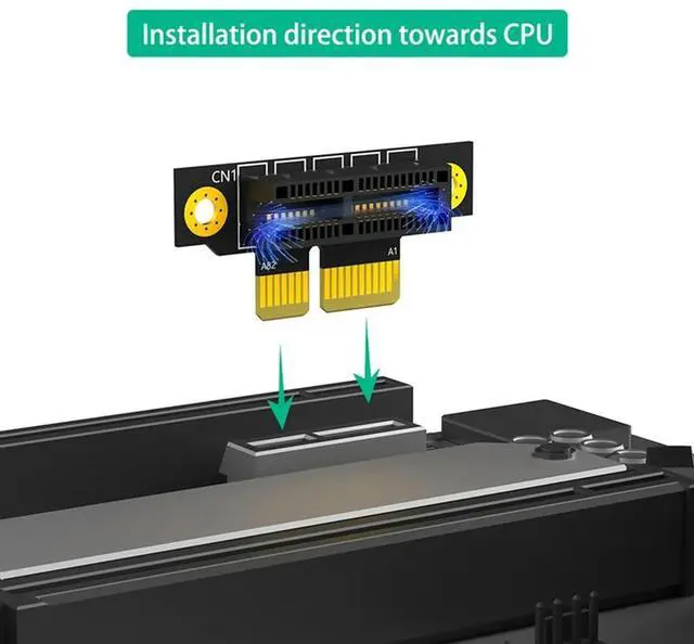 Main image of Ageryu PCI-E 1X 3.0 90 Degree Reverse Male To Female Riser Card For 1U Server (Installation Direction Towards CPU)