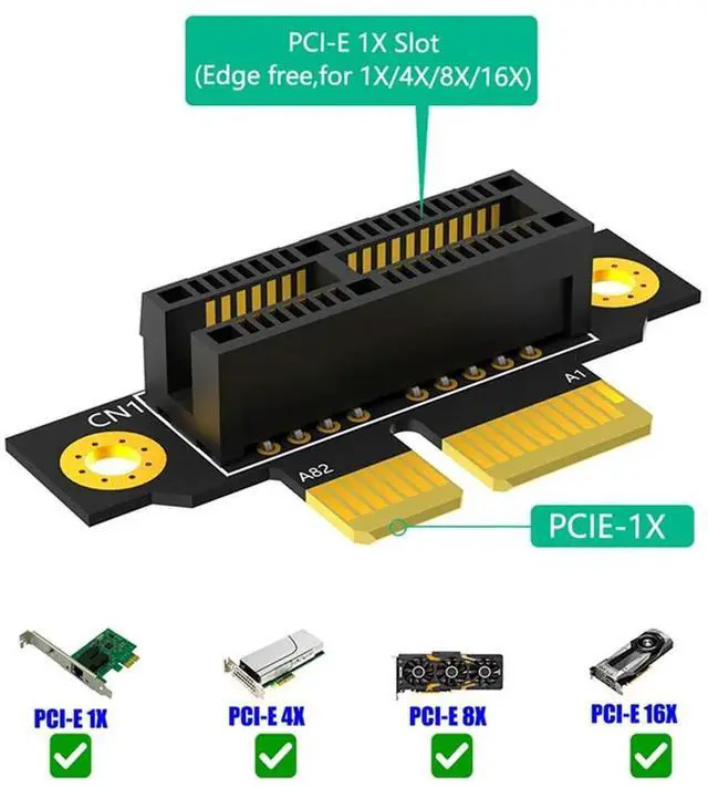 Alt view image 4 of 4 - Ageryu PCI-E 1X 3.0 90 Degree Reverse Male To Female Riser Card For 1U Server (Installation Direction Towards CPU)