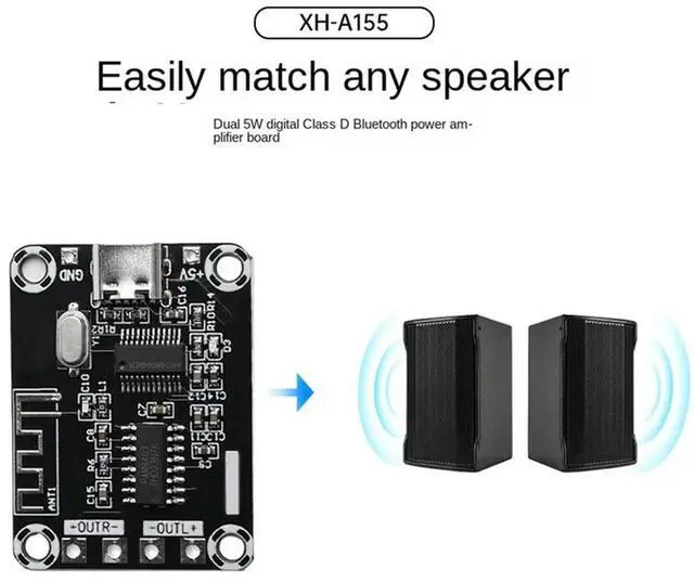 Alt view image 2 of 4 - Ageryu PAM8403 Digital Bluetooth Amplifier Board DC5V Mini Case TYPE-C Powered 5W USB Amplifier Board Module