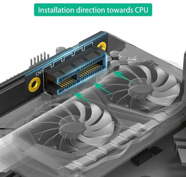 Alt view image 3 of 4 - Ageryu PCI-E 1X 3.0 90 Degree Reverse Male To Female Riser Card For 1U Server (Installation Direction Towards CPU)