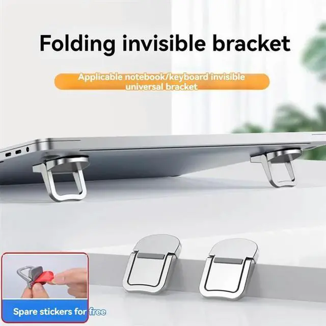 Alt view image 2 of 4 - 1 Pair Invisible Mini Legs For Laptop Aluminum Base Support Tools Laptop Stand Radiator For Keyboard Holder