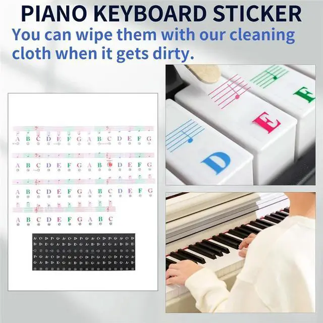 Alt view image 3 of 4 - Color Piano Keyboard Stickers For 88/61/54/49/37 Key Multi-Color,Removable Letter Piano Stickers For Kid Learning Piano-N33R