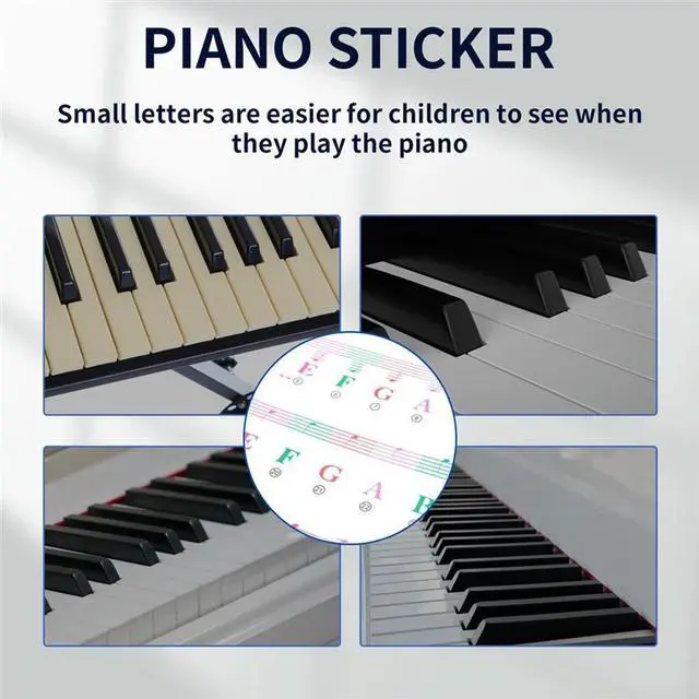 Alt view image 4 of 4 - Color Piano Keyboard Stickers For 88/61/54/49/37 Key Multi-Color,Removable Letter Piano Stickers For Kid Learning Piano-N33R