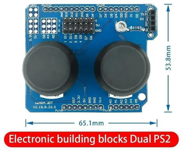 Alt view image 4 of 4 - Ageryu Electronic Building Blocks Dual Game Joystick Button Module Joystick UNO-Compatible R3 Without Pin Header