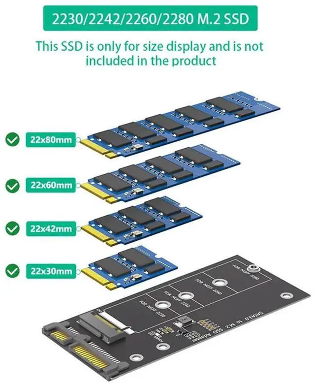 Alt view image 4 of 4 - M.2 NGFF To SATA Adapter Card B Key/B & M Key SSD Converter For NGFF M.2 2280 2260 2242 2230 SSD (Not For M.2 NVME)