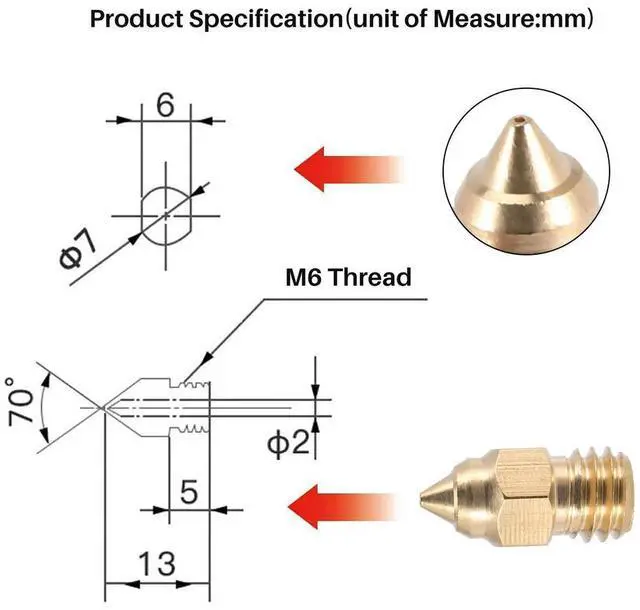 Alt view image 4 of 4 - Ageryu CR-6 SE 0.4MM Nozzle Hotend Nozzles For CREALITY CR-10 V2 CR-6 SE Ender-3 Ender-5 Series 3D Printer Parts