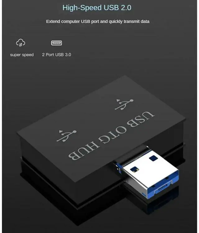 Alt view image 3 of 4 - Ageryu USB Hub Adapter Converter Male To Twin Charger Dual 2 Port For PC Computer Accessories USB 2.0 Splitter Hub 2 Ports-N33R