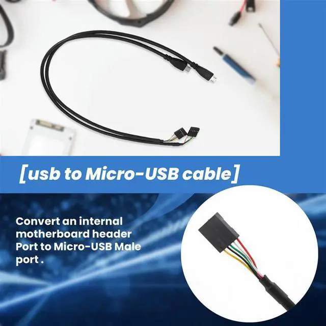 Alt view image 2 of 4 - Ageryu (2-Pack) 50CM 5 Pin Motherboard Female Header To Micro-USB Male Adapter Dupont Extender Cable (5Pin/Micro-USB)-N33R