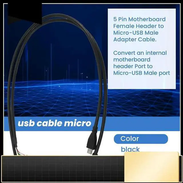 Main image of Ageryu (2-Pack) 50CM 5 Pin Motherboard Female Header To Micro-USB Male Adapter Dupont Extender Cable (5Pin/Micro-USB)-N33R