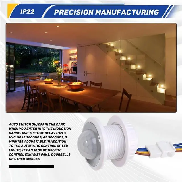 Alt view image 2 of 4 - Ageryu Mini Motion Sensor Light Switch 110-220V PIR Sensor Smart Detection Time Delay Adjustable Infrared Induction Detector-N33R