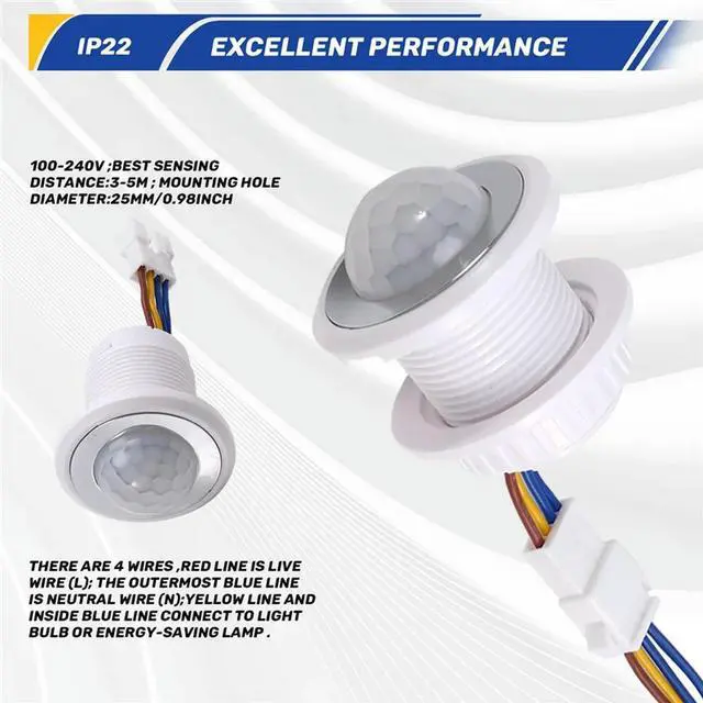 Alt view image 4 of 4 - Ageryu Mini Motion Sensor Light Switch 110-220V PIR Sensor Smart Detection Time Delay Adjustable Infrared Induction Detector-N33R