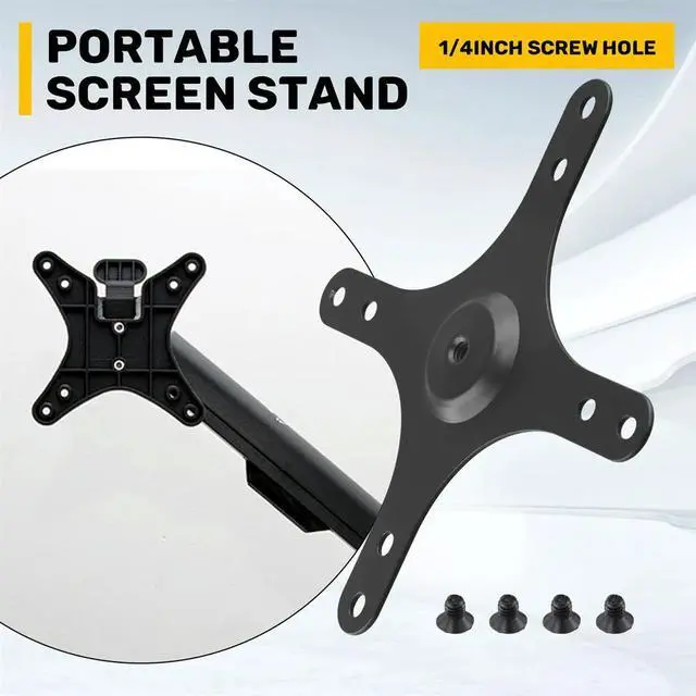 Alt view image 4 of 4 - Portable Monitor Mounting Bracket Plate VESA 1/4 Inch Screw Hole to 100x100mm 75x75mm, M4 Screw Set Wall Mount Holder