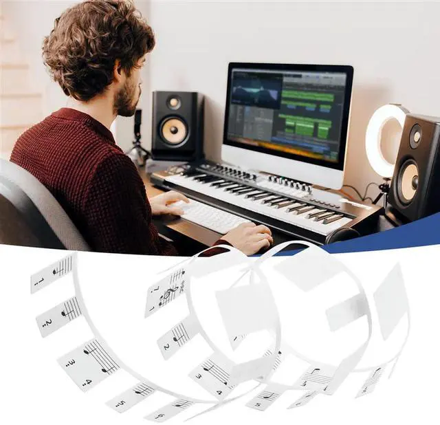 Alt view image 2 of 4 - Ageryu Removable Piano Keyboard Note Labels Electronic Piano Sound Sticker Staff Piano Key Stickers 61-Key Full Size-N33R