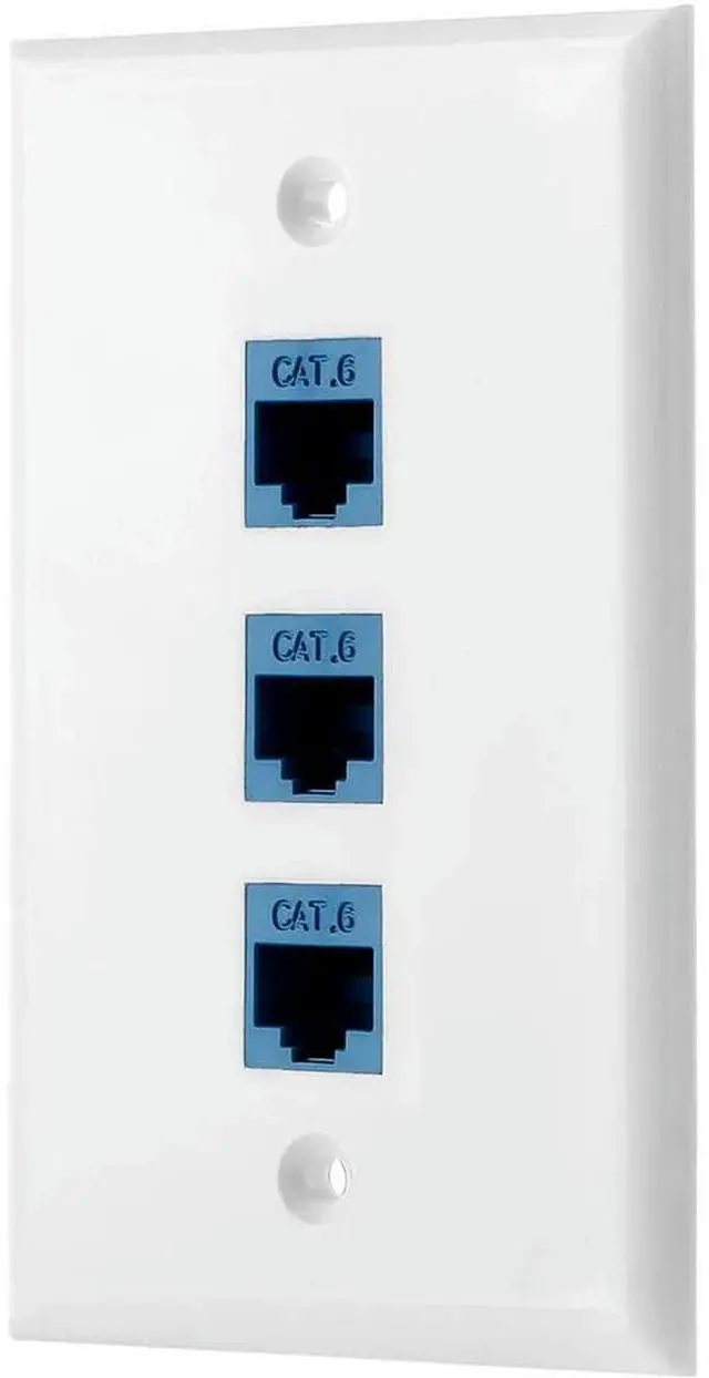 Alt view image 2 of 4 - 1Pack 3-Port Ethernet Wall Plate, RJ45 Wall Plate With RJ45 Keystone Inline Coupler Insert,Cat6 Keystone Jack Wall Plate-N33R