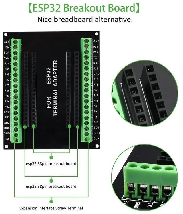 Alt view image 2 of 4 - Ageryu ESP32 Breakout Board GPIO 1 Into 2 Compatible With Nodemcu-32S Lua 38Pin GPIO Expansion Board