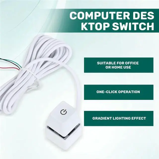 Alt view image 3 of 4 - Ageryu 2M Portable LED Lights Computer Desktop Switch PC External Start Power On/Off Button Extension Cable