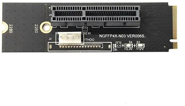 Alt view image 3 of 4 - NGFF M.2 to PCI-E 4X X1 Riser Card with Indicator for GPU BTC Mining