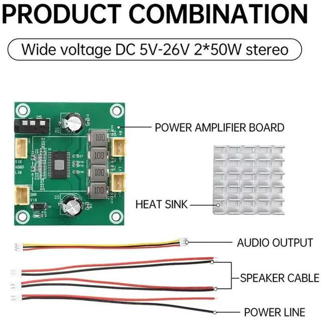 Alt view image 4 of 7 - Ageryu TPA3116 DC 5V-26V 50W+50W 2.0 Channel Digital Stereo Audio Power Amplifier Board 2A Audio Amplifier Module