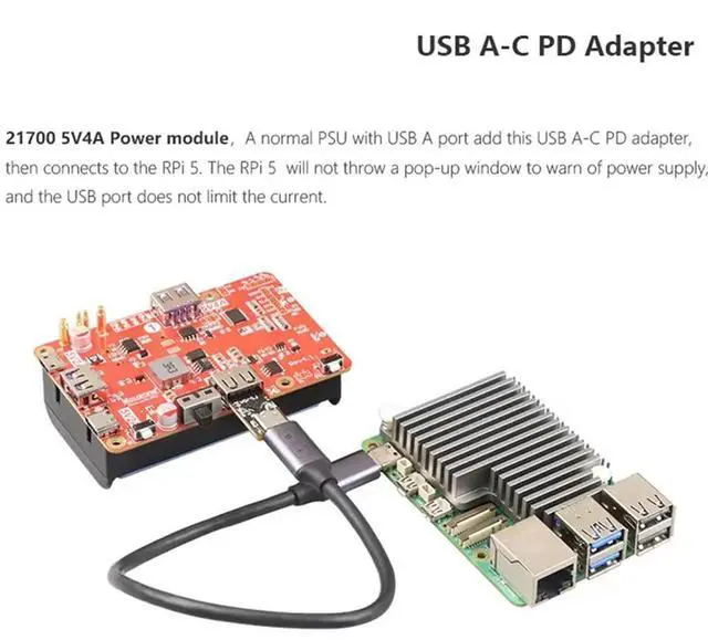 Main image of Ageryu For Pi5 USB A-C PD Adapter Mini PD Trigger Activation Power USB-A To USB-C Adapter For Pi 5