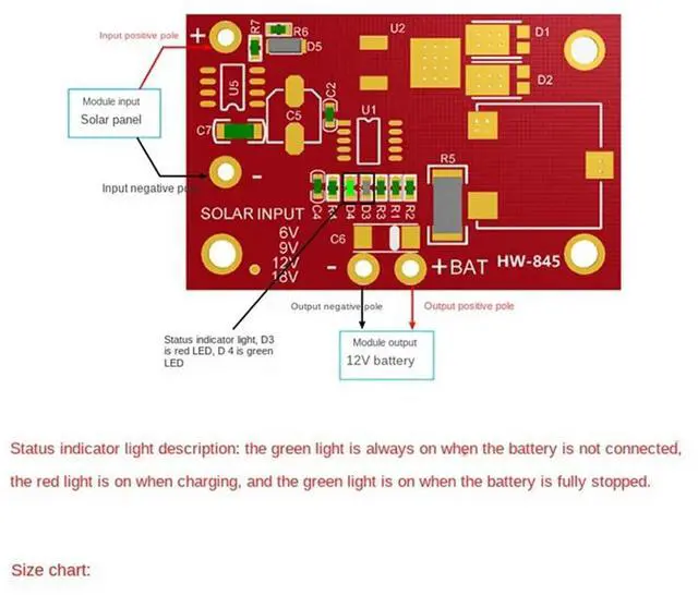 Alt view image 3 of 4 - Ageryu 3S 3A 12V MPPT Red Solar Controller Module CN3767/CN3722 With LED Indicator For 18V Solar Panel System-N33R