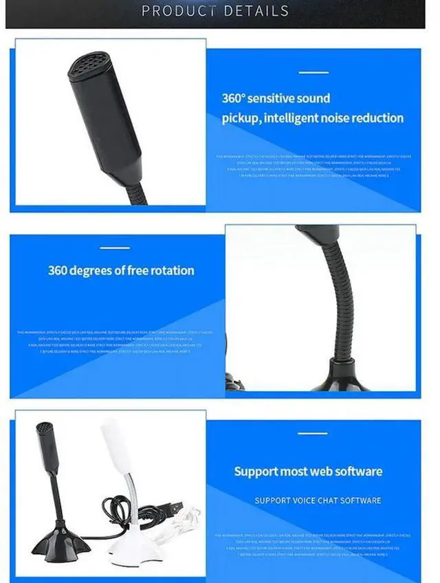 Alt view image 3 of 4 - Ageryu USB Laptop Microphone Voice Mic High Sensitivity Mini Studio Speech Mic Stand With Holder Gaming Conference For PC-N33R