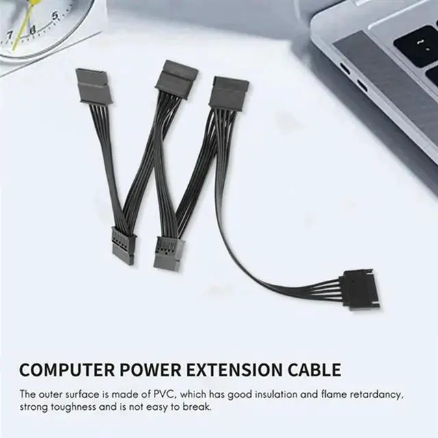 Alt view image 3 of 4 - 2PCS 15 Pin SATA Power Extension Hard Drive Cable 1 Male To 5 Female Power Supply Splitter Adapter Cable