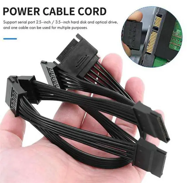 Main image of 2PCS 15 Pin SATA Power Extension Hard Drive Cable 1 Male To 5 Female Power Supply Splitter Adapter Cable