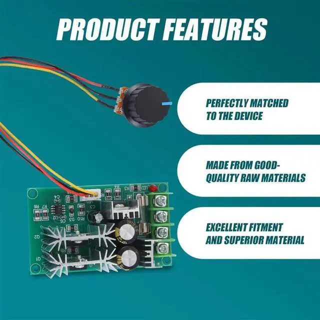 Alt view image 2 of 4 - Ageryu 20A PWM DC Motor Speed Controller 12V 24V 36V 48V With Potentiometer Knob Switch-N33R