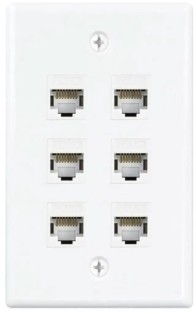 Main image of 6-Port Ethernet Wall Plate,For Keystone Jack Wall Plate With RJ45 Keystone Inline Coupler Insert, Female To Female Cat